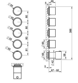 Встраиваемый смеситель для душа Gessi Goccia 63438.707 с термостатом чёрный брашированный